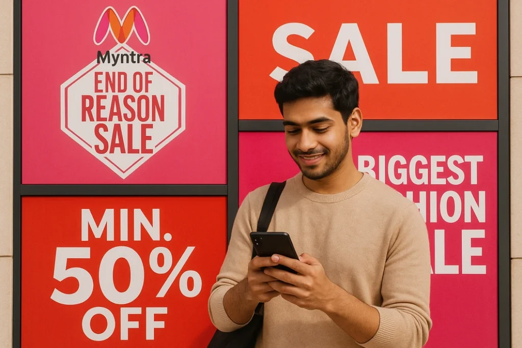 Customer browsing Myntra End of Reason Sale 2025 on mobile